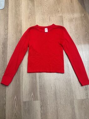No Boundaries Red Waffle Knit Long Sleeve Top